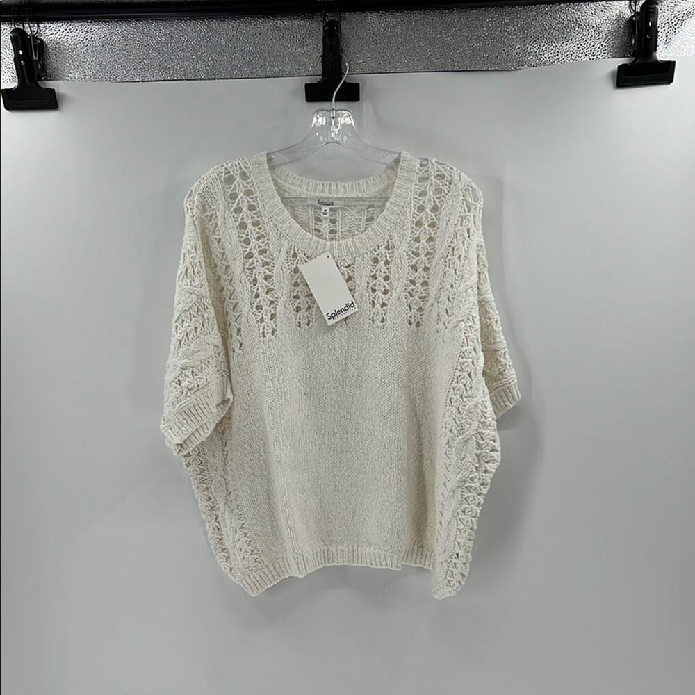 Splendid Collection Women's Short Sleeve Sweater - White - Medium - NWT